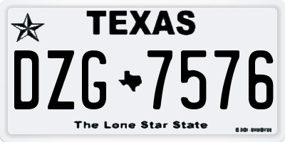 TX license plate DZG7576