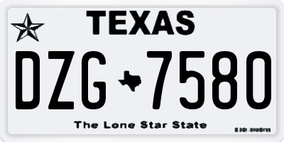 TX license plate DZG7580