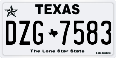 TX license plate DZG7583
