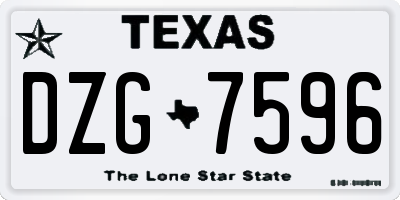 TX license plate DZG7596