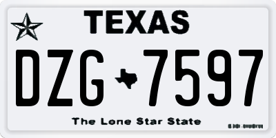 TX license plate DZG7597