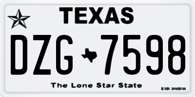 TX license plate DZG7598