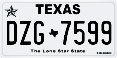 TX license plate DZG7599