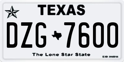 TX license plate DZG7600
