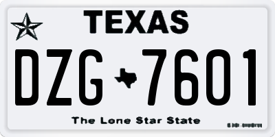 TX license plate DZG7601