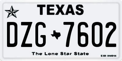 TX license plate DZG7602
