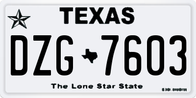 TX license plate DZG7603