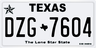 TX license plate DZG7604