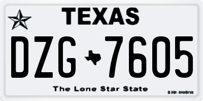 TX license plate DZG7605