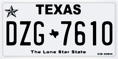 TX license plate DZG7610