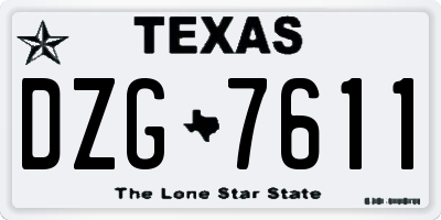 TX license plate DZG7611