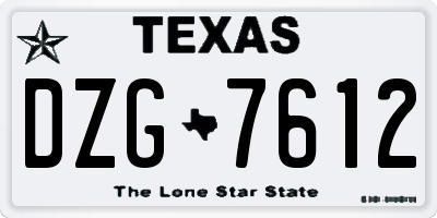 TX license plate DZG7612