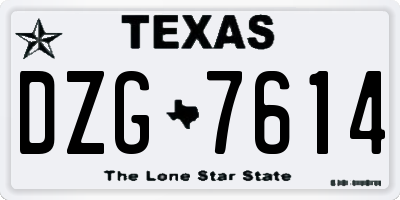 TX license plate DZG7614