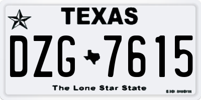 TX license plate DZG7615