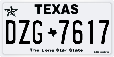 TX license plate DZG7617