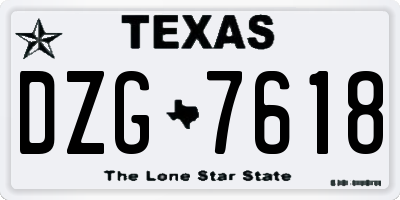 TX license plate DZG7618