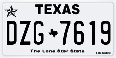 TX license plate DZG7619