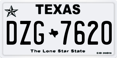 TX license plate DZG7620