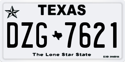 TX license plate DZG7621