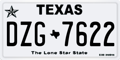 TX license plate DZG7622