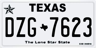 TX license plate DZG7623