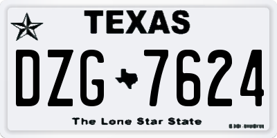 TX license plate DZG7624