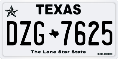 TX license plate DZG7625