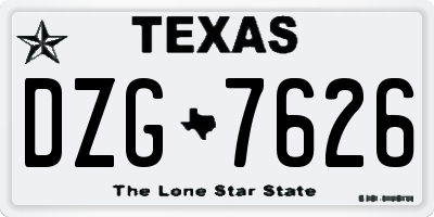 TX license plate DZG7626