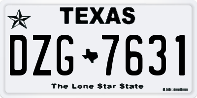 TX license plate DZG7631