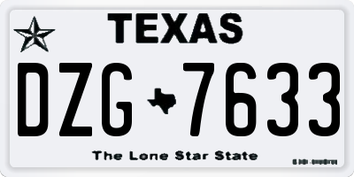 TX license plate DZG7633