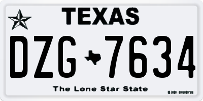 TX license plate DZG7634