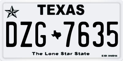 TX license plate DZG7635
