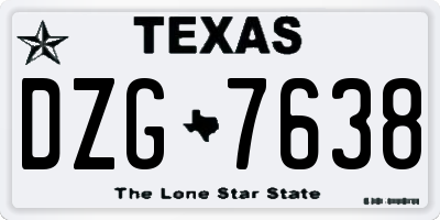 TX license plate DZG7638