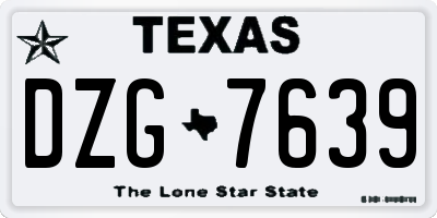 TX license plate DZG7639