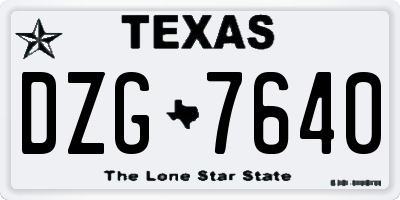 TX license plate DZG7640