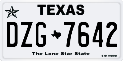 TX license plate DZG7642