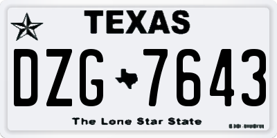 TX license plate DZG7643