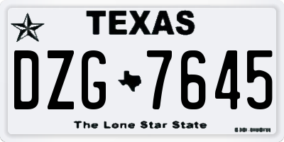 TX license plate DZG7645