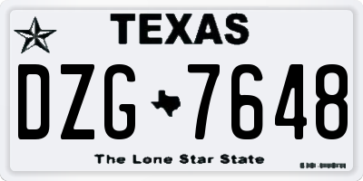 TX license plate DZG7648