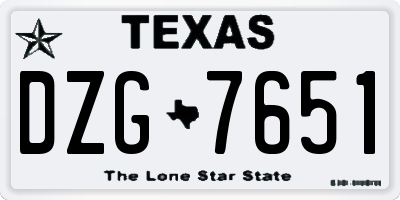 TX license plate DZG7651