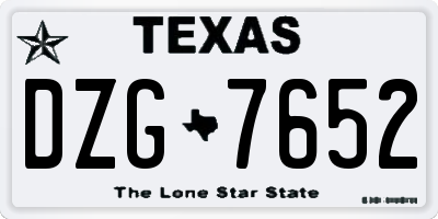 TX license plate DZG7652