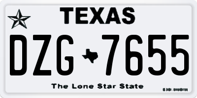 TX license plate DZG7655