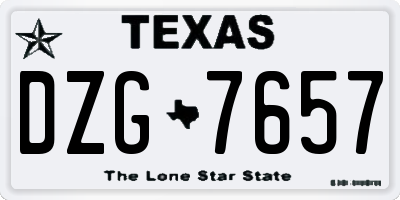 TX license plate DZG7657