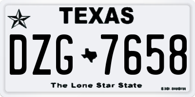 TX license plate DZG7658