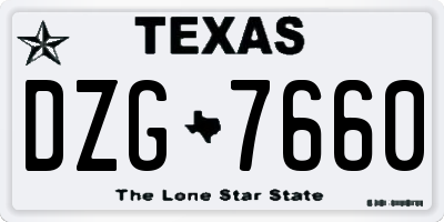 TX license plate DZG7660