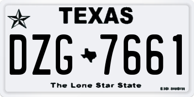 TX license plate DZG7661
