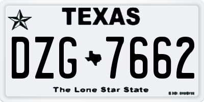 TX license plate DZG7662