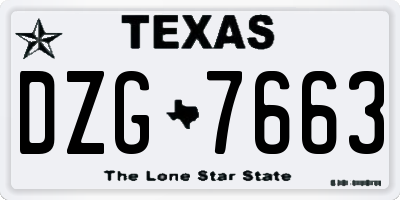 TX license plate DZG7663