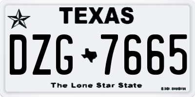 TX license plate DZG7665