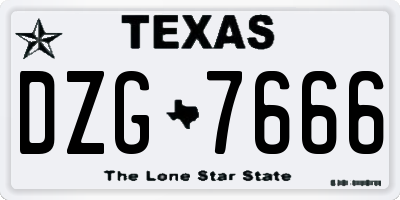 TX license plate DZG7666